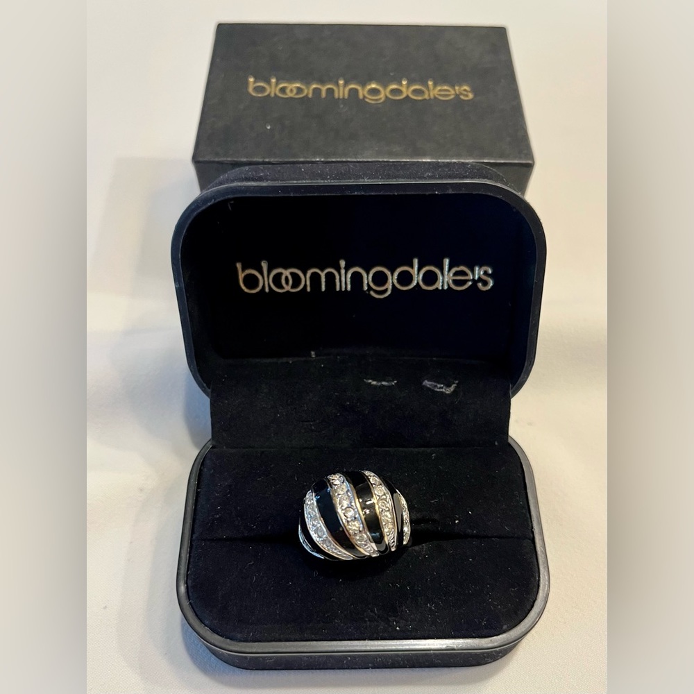 Onyx and CZ Stone Cocktail Ring